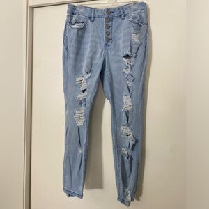 Rue+ Womens 14 High Rise Ripped Skinny Jean with Button Detail